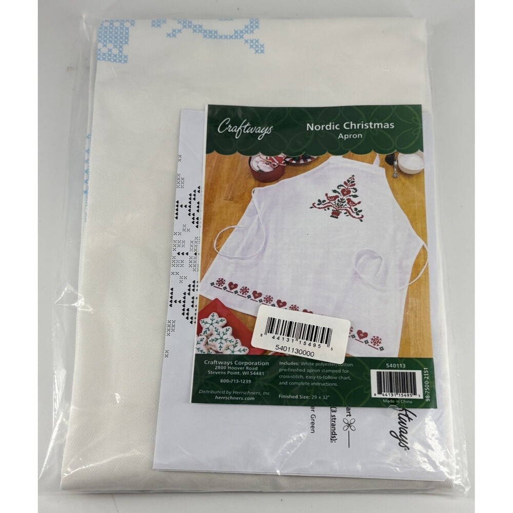 Craftways Nordic Christmas Apron #50113 - New - Embroidery Floss Not Included